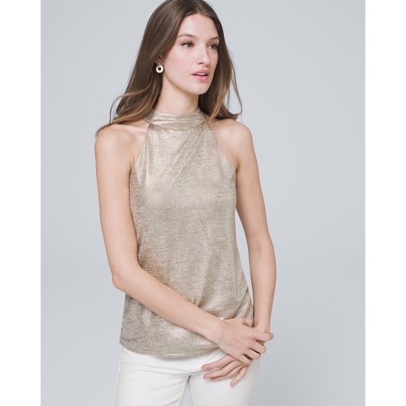 White House Black Market Tops - White House Black Market metallic halter top